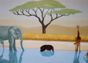 Wall Art by Allyson, Africa 2, african mural, wild animal mural, hand painted mural, mural,wall art