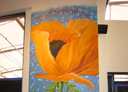 Wall Art by Allyson, Native Foods poppy mural, poppy mural, hand painted flower mural, native foods mural, restaurant mural, mural,wall art